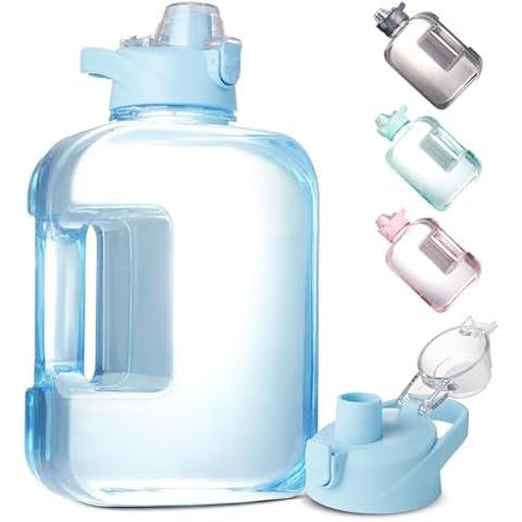 Kerilyn 87oz Water Bottle, Chug Lid Large Gallon Water Bottle with Handle for All Day Hydration, BPA Free Water Jug for Gym, Camping, Workout, and Outdoors, Blue Cover