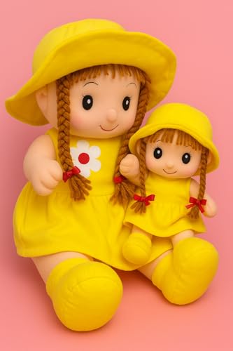 Image of SARO Cow Tremp Plush Soft Toy Cute Kids Animal Home Decor Boys /Girls (Pack of 1)(30 Cm) | (Mother Doll Yellow)