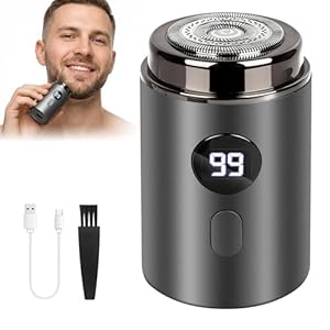 Mineup Elektrorasierer Herren, 2 in 1 Tragbarer Elektrischer Mini-Rasierer, Sopami Mini Shaver, Wasserdicht Tragbarer Waschbarer Nass- und Trockenrasierer, USB Reiserasierer für Zuhause und Reisen