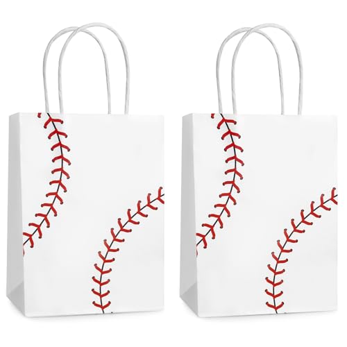 Hxezoc 12 Pieces Baseball Gift Bags with Handle, Paper Treat Candy Bag Sport Favor Bags For Baseball Theme Birthday Party Decoration Supplies