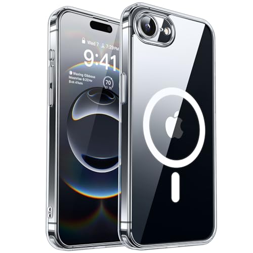 Image of CANSHN Magnetic for iPhone 17e / 16e Case Clear, Upgraded [Full Camera Protection] [Compatible with Magsafe] Non-Yellowing Protective Shockproof Bumper Phone Case - Clear