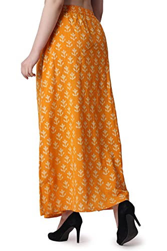 Image of POPWINGS Casual Ethnic Bagru Print Long Slit Skirts for Women || Cotton Long Slit Skirt for Women || Stylish Women Long Skirt for Summer