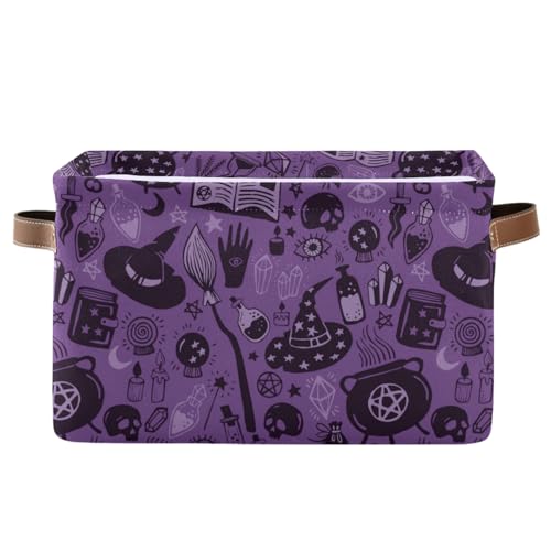 xigua Halloween Witch Foldable Storage Basket for Shelves Collapsible Waterproof Sturdy Fabric Storage Bin with Handles Canvas Storage Cube for Organizing Shelf Nursery Home Closet 1PCS