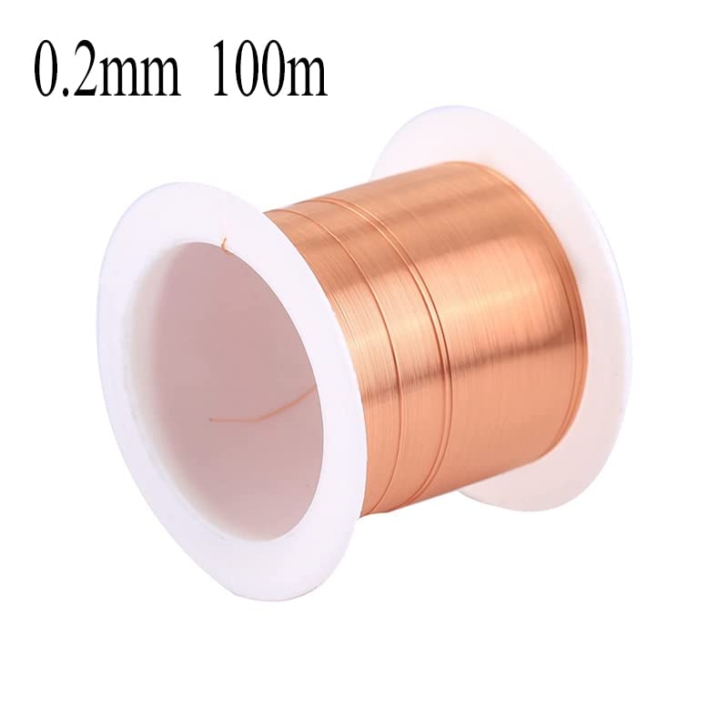 Coil Copper Wire Dia 0.1mm/ 0.2mm/ 0.3mm/ 0.4mm/ 0.5mm /0.6mm/ 0.7mm/ 0.8mm/ 1.2mm Cable Copper Wire Magnet Wire Enameled Copper Winding Wire (Color : 0.2mm 100m)