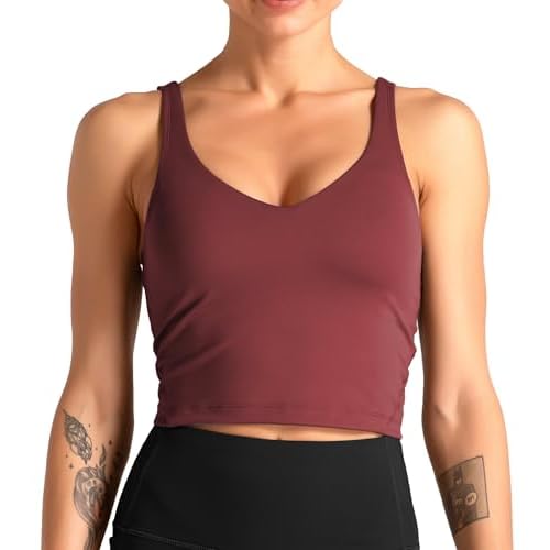 Dragon Fit Sports Bra for Women Longline Padded Bra Yoga Crop Tank Tops Fitness Workout Running Top X-Small Black