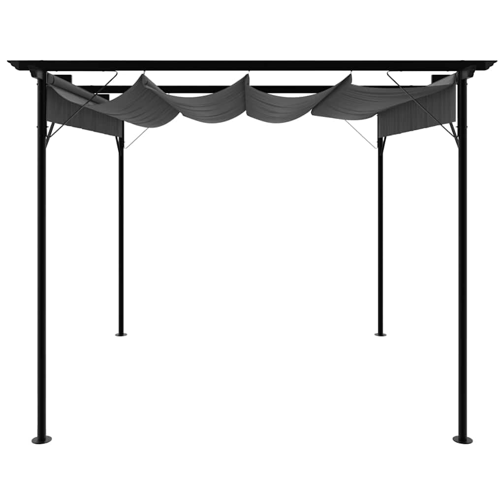 Pergola con tetto estensibile, pergola da giardino, traliccio per piante rampicanti, arco da giardino, arco per rose, gazebo da giardino, antracite, 3 x 3 m, in acciaio, 180 g/m²