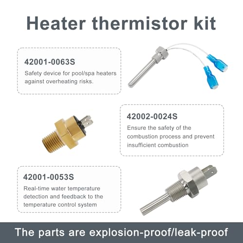 Thaekuns 42002-0024S Stack Flue Sensor 42001-0063S High Limit Switch and 42001-0053S Heater Thermistor for Pentair Pool and Spa Heaters