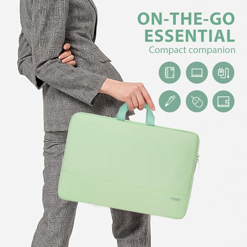 Image of Ytonet Laptop Case 15.6 inch, TSA Water Resistant Laptop Sleeve with Handle | Compatible with MacBook, HP, Dell, Lenovo, Asus Notebook, Computer Carrying Bag, Gifts for Men Women, Mint Green
