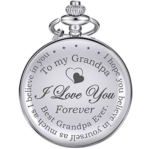 Montre de poche cadeau grand-père et papa gravure message d'amour
