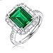 Bague en Argent Sterling 925, Bague en Pierre De Naissance Émeraude Créée par Taille De Coussin, Bague De Bijoux pour Maman Fille Grand-mère Soeur Amis Cadeaux d'anniversaire