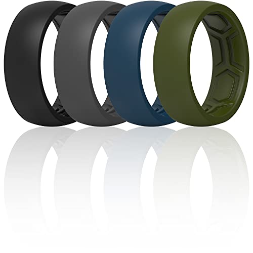 Alliance en silicone souple homme bague sport respirante large 8mm