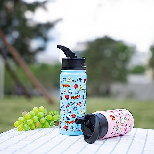 Image of BJPKPK Insulated Water Bottle, 18oz Stainless Steel with Straw Lid