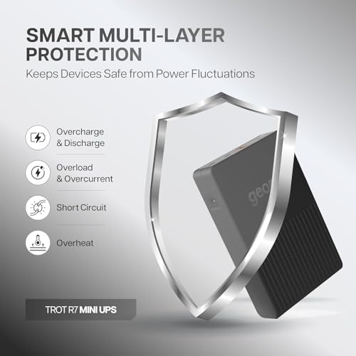 Image of Geonix Trot R7 Mini UPS | 4-10 Hours Backup | Dual 2000mAh Battery | DC & USB Output | Power Backup for WiFi Router, CCTV, Modem & Cordless Phone (Black)