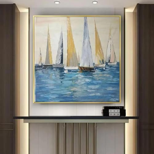 Tableau voilier abstrait pour habiller un mur vide avec une vue sur mer moderne