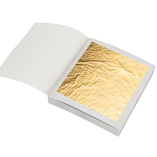 Gold Leaf Sheets,10 Pcs 6 cm/ 2.3 Inch Gold Leaf Foil Paper for Cake Chocolates Decor Bakery Pastry Cooking Beauty Gilding Makeup Health Artwork DIY Craft