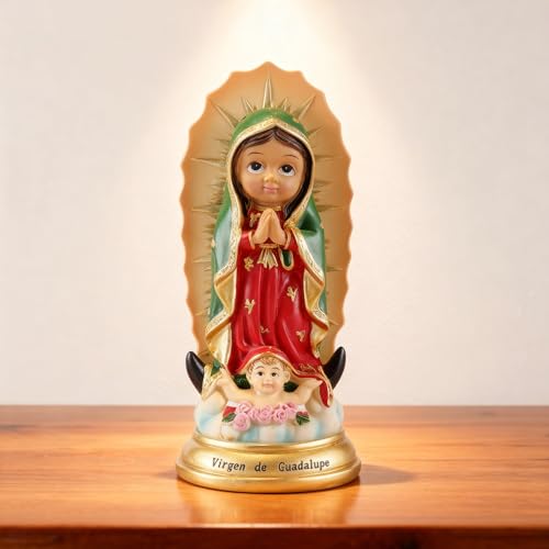 ASTARIKO Baby Virgin of Guadalupe Statue - 5.7 Inch Cute Religious Figurine for Kids Room Decor - Resin Virgen de Guadalupe Sculpture - Ideal Baptism, First Communion