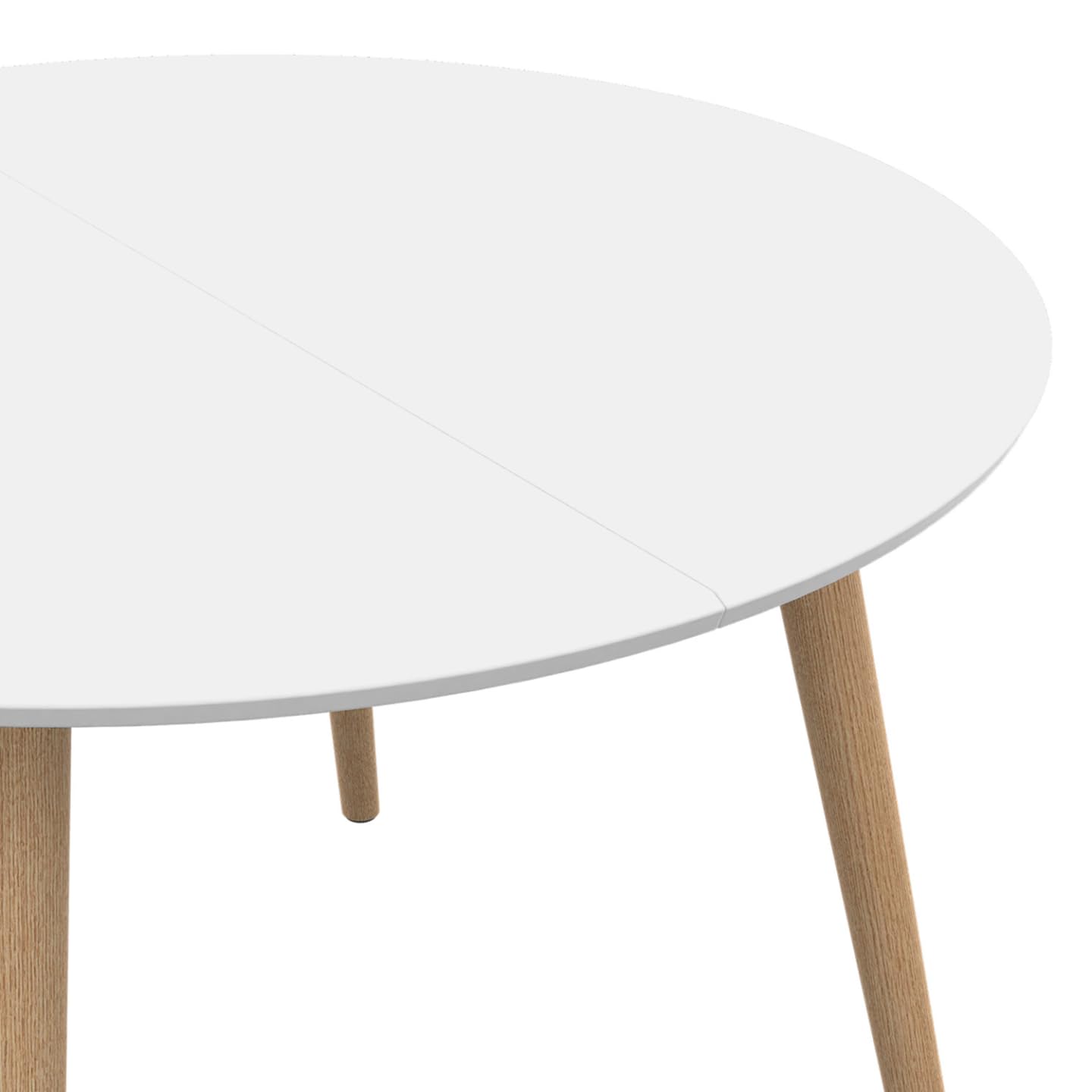 IDMarket Angela - Mesa de comedor redonda para 4 personas, color blanco, patas de madera, 110 cm
