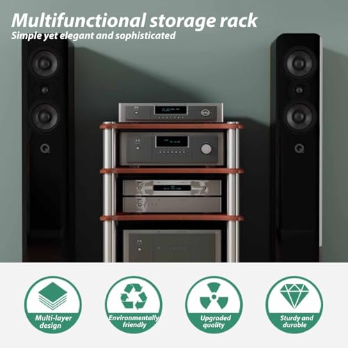 Soporte AV portátil negro de 4 niveles con patas ajustables para equipos 4