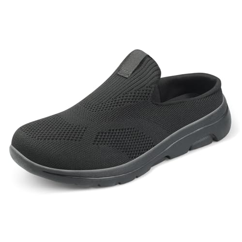 TDIDIS Mules for Women 2025 Summer Slip On Closed Toe Shoes Breathable Lightweight Clogs Mesh Slippers Walking Shoes Backless Sneakers Black Size 11