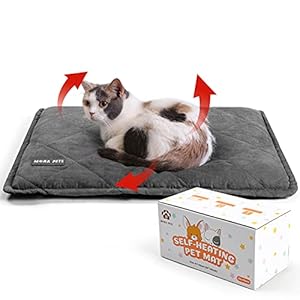 Mora Pets Self Heating Cat Bed Self Warming Cat Pad Ultra Warm Thermal Cat Mat Pet Bed 24 x 18 Inches with Removable Cover Outdoor Indoor for Cats and Small Medium Dogs Machine Washable