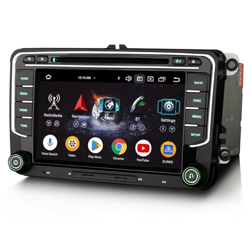 Erisin Android 14 DAB+ 4+64GB 8 Núcleos Radio Coche Estéreo para VW Caddy Polo Amarok Crafter T6 Skoda Yeti GPS Navegador CarPlay Android Auto Bluetooth 5.0 CD Wifi 4G USB DSP Radar 7 Pantalla táctil