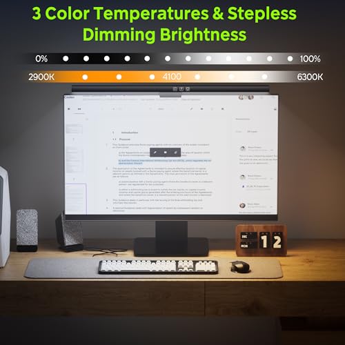 Image of Quntis Computer Monitor Lamp, 50CM Screen Monitor Light Bar for Eye Caring, e-Reading LED Desk Lamp with Auto-Dimming & Timing Function, Touch Control No Screen Glare Space Saving Home Office Lamp