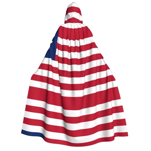 KKAFGBV Bata con capucha para adultos de Halloween con la bandera de Liberia, unisex, adecuada para cosplay de Navidad