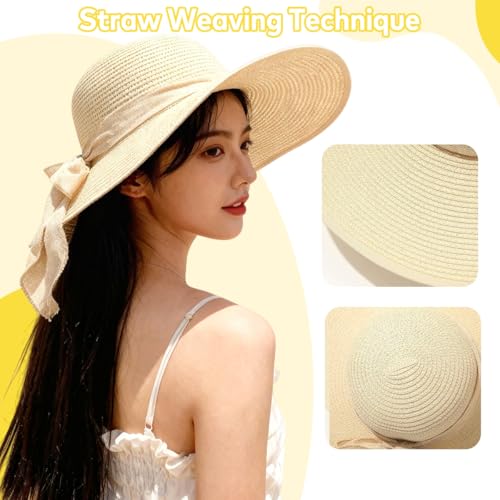 Sombrero de paja para mujer con lazo grande y ala ancha miniatura 5