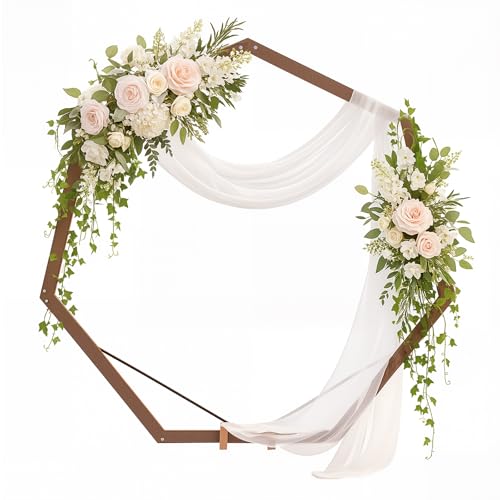 7FT Wooden Wedding Arch Heptagonal Wood Arches...