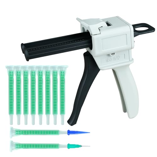 Dispensing Gun Kit Mixing Dispenser Gun with Mixing Nozzle and Tip for 50ml 1:1 Ratio