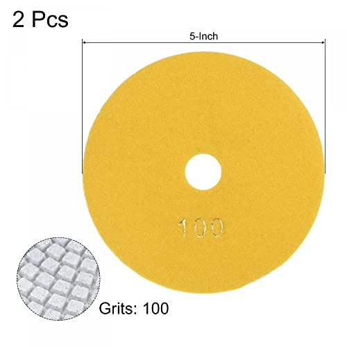 Image of uxcell Diamond Polishing Pad 5-Inch 100 Grits Wet /Dry Grinding for Stone Concrete Marble Countertop Floor 2pcs