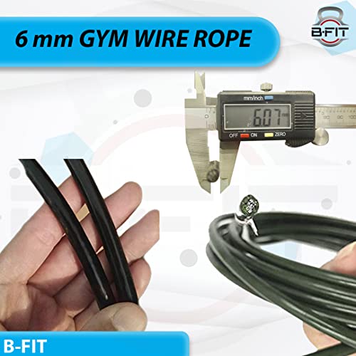 B Fit Gym Wire Rope, Material PU (Polyurethane) Coated Black Color Cable Inside Steel, Available in 5 MM and 6 MM Thickness