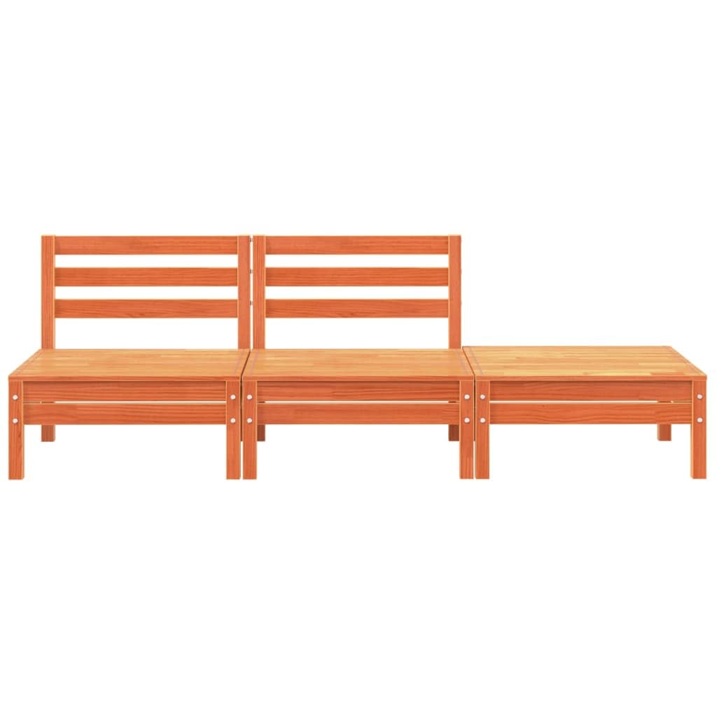 JUDYY Divano da Giardino a 3 Posti Marrone Cera Legno Massello Pino,Divano Giardino,Divano Giardino Esterno,Divano Giardino per Esterno-838037