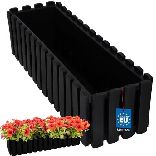 KOTARBAU® Blumenkasten - Blumentopf - 58x18x16 cm - Anthrazit - Kunststoff - Pflanzkasten - Balkonkasten - Pflanzkübel Rechteckig - Übertopf Groß - Blumenkasten Balkon