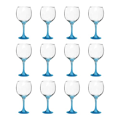 DISCOUNT PROMOS Premiere Wedding Wine Glasses 20.5 oz. Set of 12, Bulk Pack - Restaurant Glassware, Perfect for Red Wine or White Wine - Blue