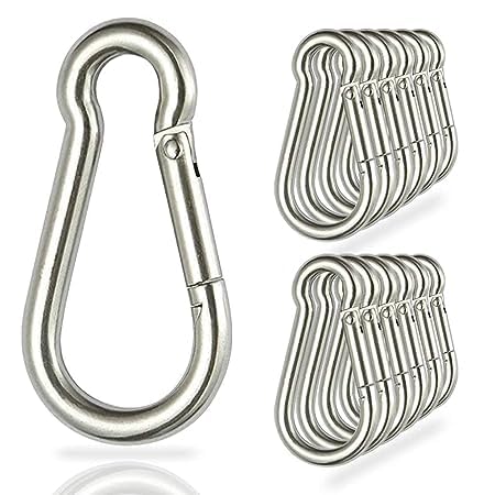 Passion Heavy Duty Safety Lock Cable Attachment,Stainless Steel Spring Snap Hook Carabiner/Hook Swing Connector Multipurpose,SnapHook for Weight-Lifting Mountain Climbing Gym Silver (Pack of 4) (B0CH2YP9WS) Amazon Price History, Amazon Price Tracker