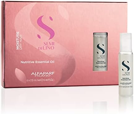 Alfaparf Milano Semi Di Lino Moisture Nutritive Essential Hair Oil for Dry Hair - Nourishes, Softens and Hydrates - Includes 6 Vials - Color Safe - Professional Salon Quality - 2.64 Fl Oz