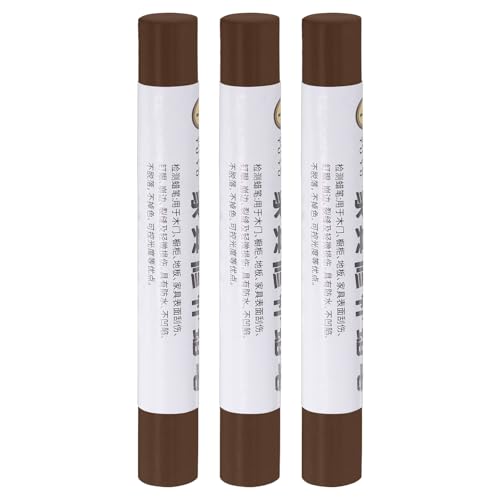 QUARKZMAN Cere per Legno, 3 Pz - Pennarelli per Ritocco Mobili, Cere per Riparazione Graffi Buchi Tavoli Scrivanie Pavimenti in Legno Coperture, Marrone Rosso Scuro