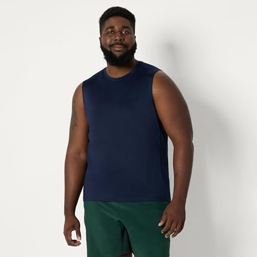 Amazon Essentials Herren Leichtes, Ärmelloses Muskelshirt Aus Schnelltrocknendem Funktionsstretch, Marineblau, S 6