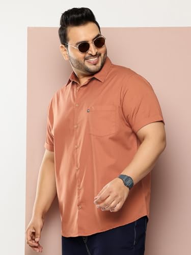 Image of Thomas Scott Men's Premium Slim Fit Casual Shirt | 100% Cotton Twill | Short Sleeves | Spread Collar | Solid Smart Casual Shirt for Men