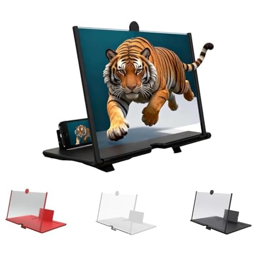 Screen Magnifier Version, 2026 New 3D HD Screen Magnifier for Cell Phone with Foldable Stand, Display Magnifier for Videos, Movies, Gaming, Travel and Home Use (Black, 10'')