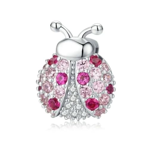 Abalorio de clip mariquita rosa plata de ley compatible pulsera Reflections diario