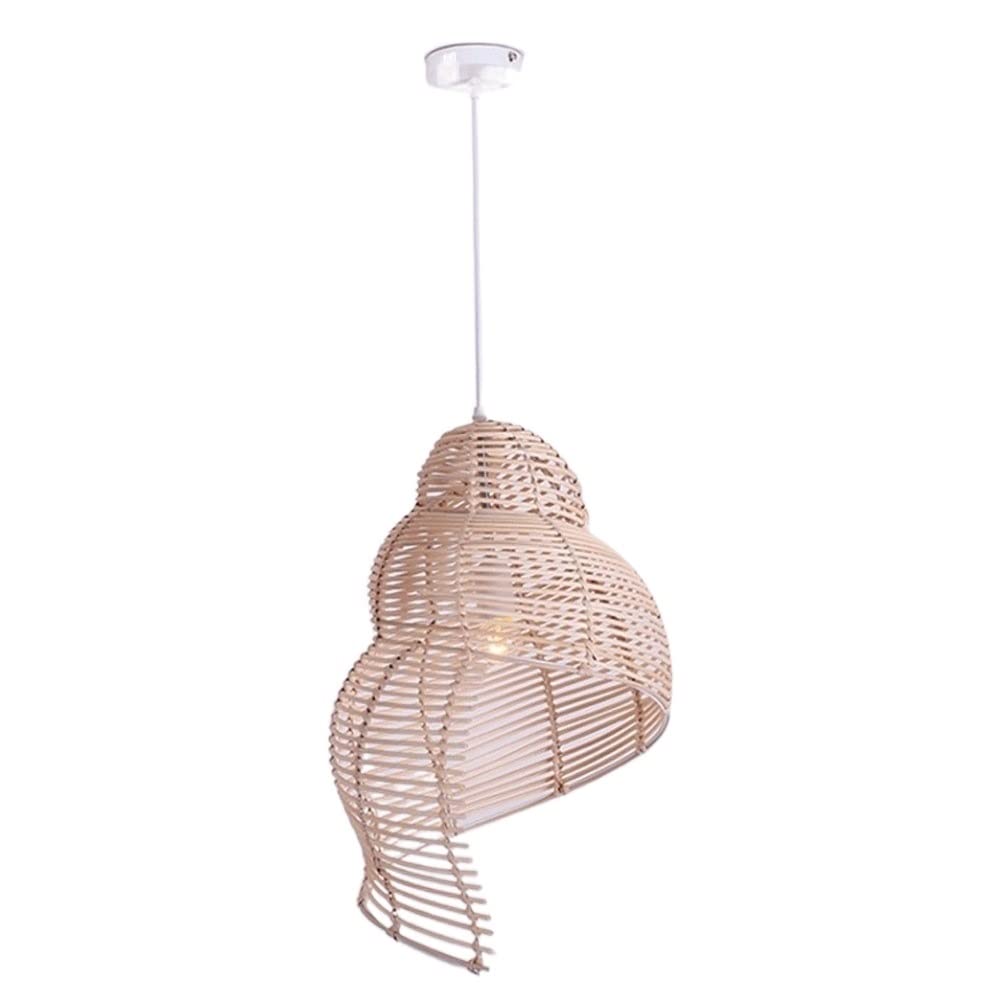 Suspension rotin E27 luminaire escargot vintage pour restaurant et café