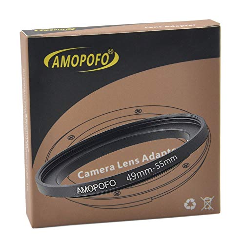 Anillo adaptador de filtro Step Up de 49 mm a 55 mm, de metal para objetivo de cámara con rosca de filtro de 49 mm a anillo de filtro de 55 mm Cover