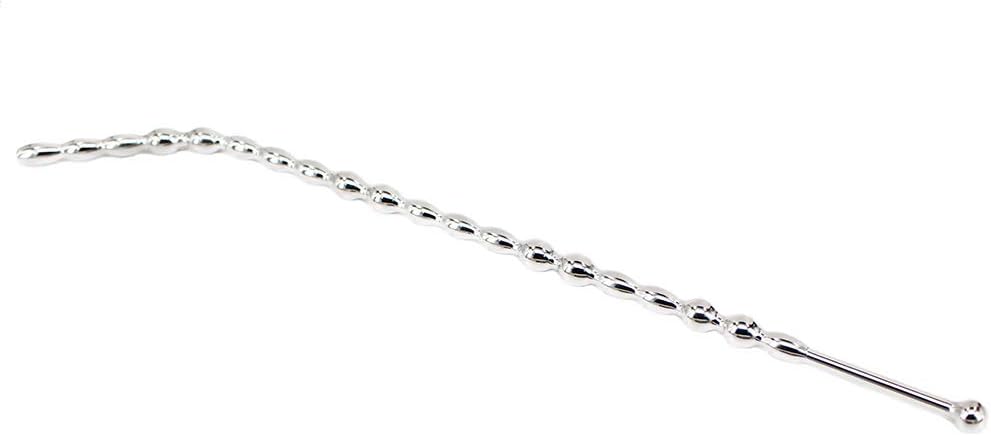 Bent Stainless Solid Beads Urethral Sounds Penis Plug, Two Size Beaded Male Sex Toy