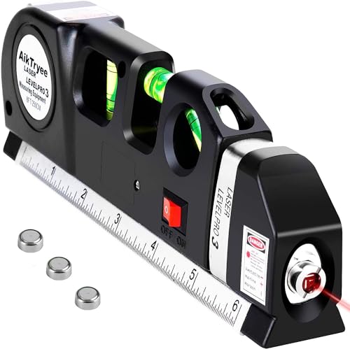 Image of Laser Level Line Tool, Multipurpose Laser Level Kit Standard Cross Line Laser leveler Beam Tool with Metric Rulers 8ft /2.5M for Picture Hanging cabinets Tile Walls by SWAMINE.