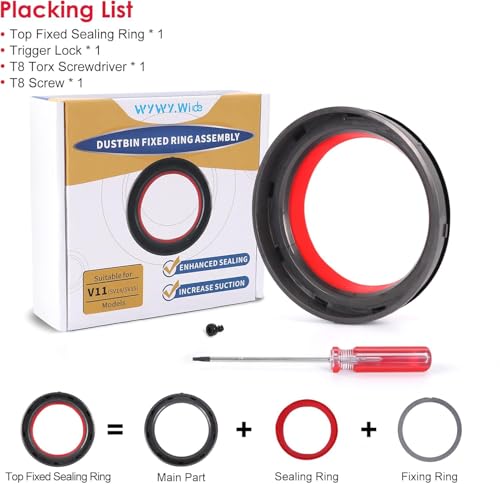 Dust Bin Bucket Sealing Ring Replacement for Dyson V11 V15 SV14 SV15 SV22 Vacuum Cleaner Repair Part Accessories with Trigger Lock