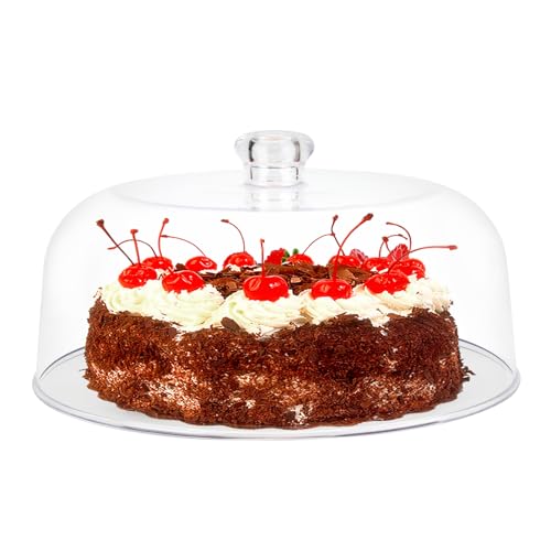 KVMORZE 11 Inch Clear Cake Dome Cover, Acrylic Round Cake Stand Cover, Pastry Display Cloche for Food Plastic, Cake Cover Lid for Cake Stand Cake Plate Display Serving Platter, without Base