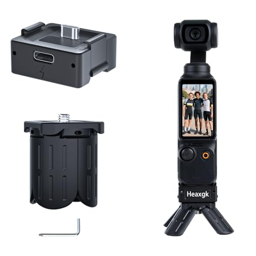 Image of Heaxgk Quick Release Mini Tripod Kit for DJI Osmo Pocket 3, Type-C Full-Function Port Charging Adapter Base for Pocket 3 Accessories with 1/4 Screw Hole for Tripods