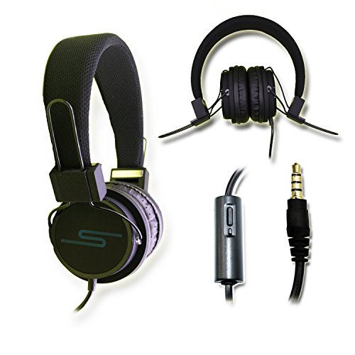 PH26 Casque Audio stéréo Noir Extra-Bass Clear Sound avec Fonction Micro + télécommande pour Nvidia Shield Tablet LTE by